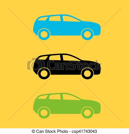 450x470 Set Of Colorful Car Silhouette. Vector Illustration. Eps10 Eps