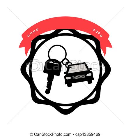 450x470 Silhouette Seal Key Ring Car With Label Vector Illustration Clip