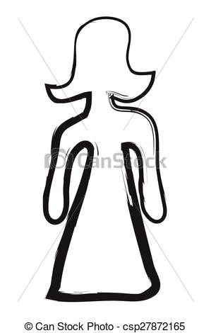 299x470 Doodle Woman Silhouette Icon, Vector Clip Art Vector