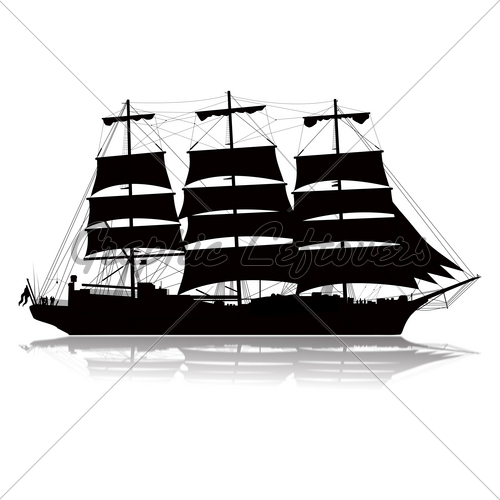 500x500 Sailing Ship Silhouette Gl Stock Images