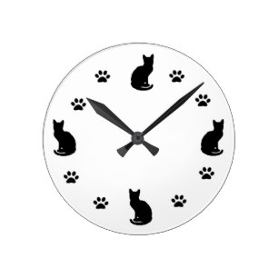 307x307 Cat Silhouette Wall Clocks Zazzle