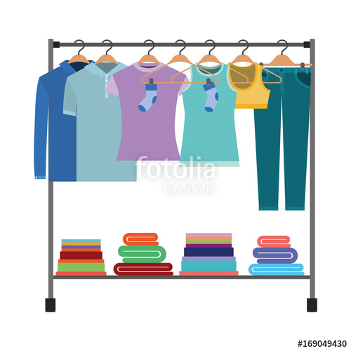500x500 Colorful Silhouette Of Clothes Rack With T Shirts And Pants