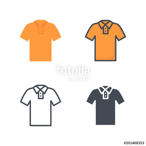 500x500 Polo Shirt Top Clothes Flat Colored Line Silhouette Stock Image