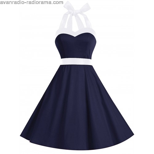 500x500 Tone Lace Up Halter Vintage Dress