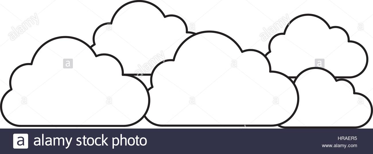 1300x538 Silhouette Set Collection Clouds Tridimensional In Cumulus Shape