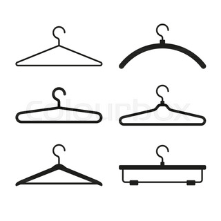 320x320 Clothes Hanger Silhouette Collection Vector Illustration Stock