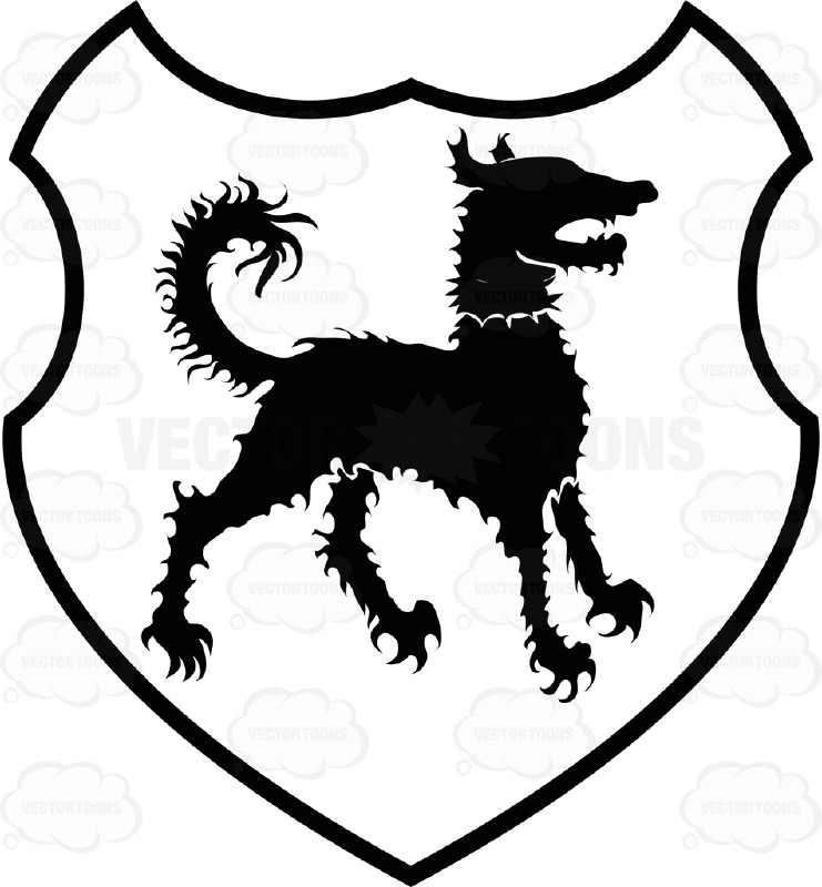 741x800 Black And White Curly Hair Dog Coat Of Arms Inside Geometric