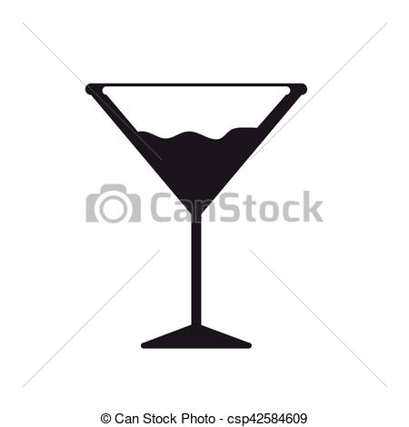 450x470 Silhouette Monochrome With Drink Cocktail Glass Vector Vector