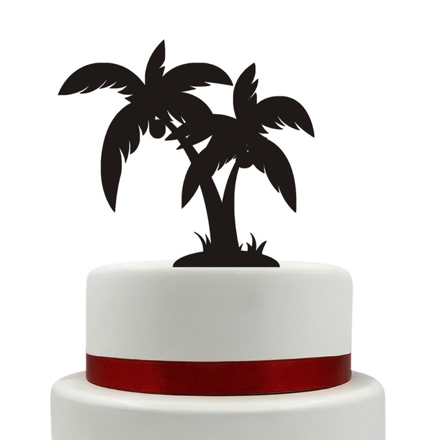 640x640 Wedding Cake Topper, Coconut Tree Cake Topper, Silhouette, Acrylic