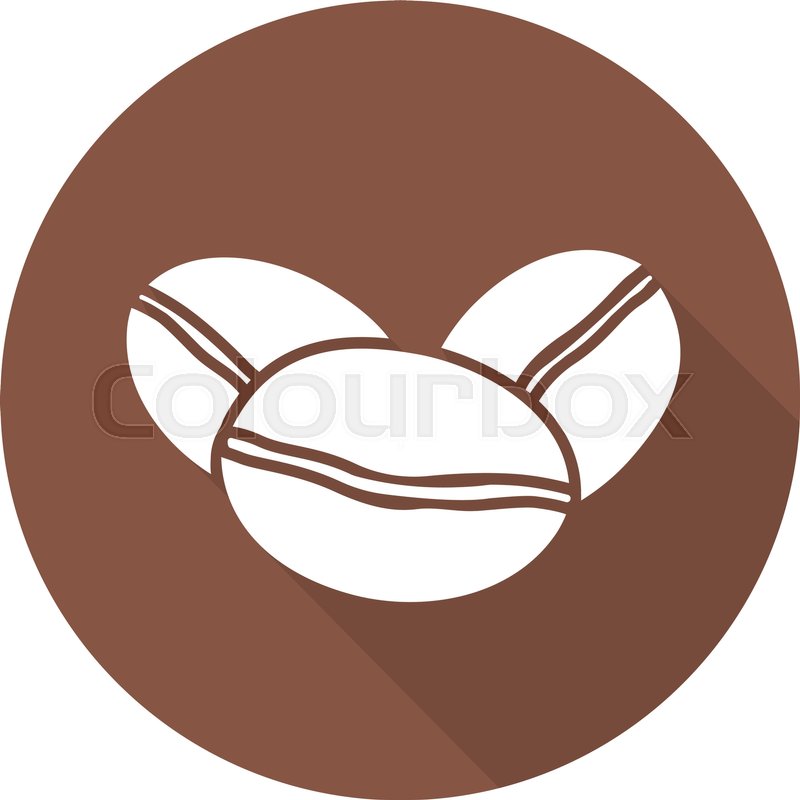 800x800 Coffee Beans Flat Design Long Shadow Icon. Coffee Shop Emblem