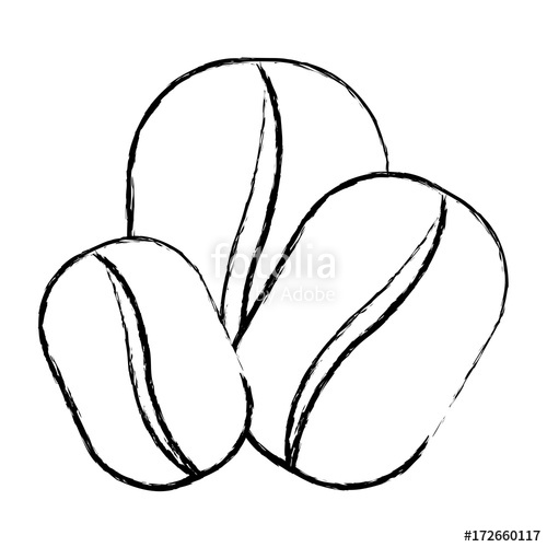 500x500 Coffee Beans Set Monochrome Blurred Silhouette Vector Illustration