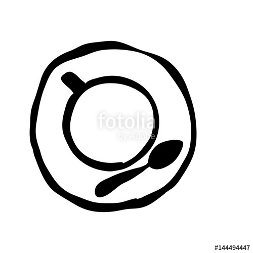 500x500 Black Silhouette Hand Drawn Of Coffee Cup Top View Vector