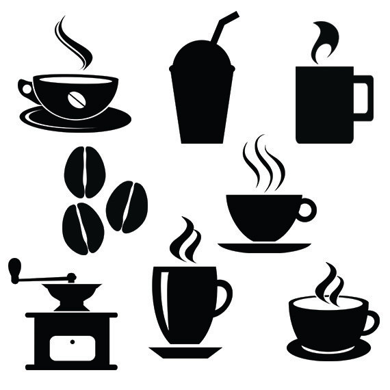 570x570 Coffee Svg Silhouette Files Pack Cafe Vector Clipart Digital