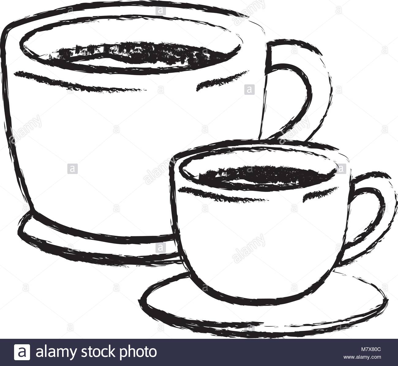 1300x1197 Set Big And Small Cup Of Coffee With Handle Monochrome Blurred