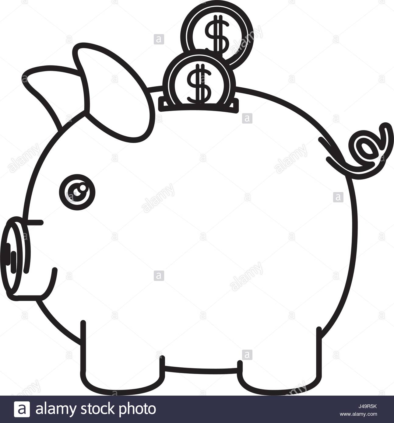 1294x1390 Black Silhouette Of Moneybox In Shape Of Pig With Coins Stock