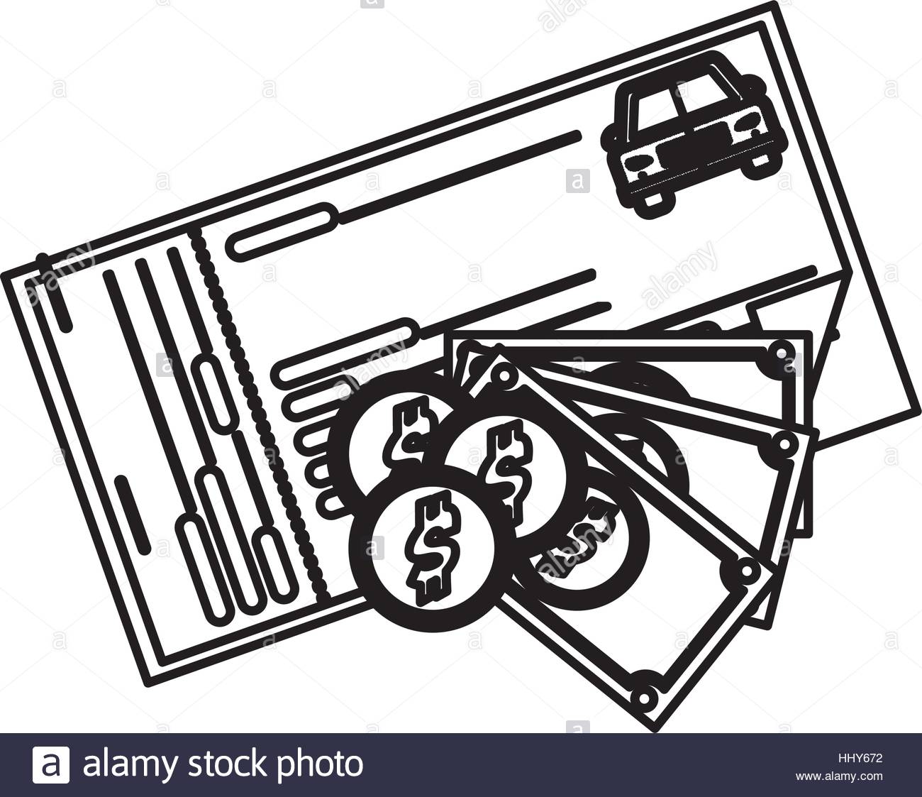 1300x1123 Silhouette Coupon With Coins And Bills Vector Illustration Stock