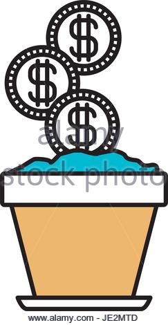 243x470 A Flower Pot And Coins Stock Photo 38008030