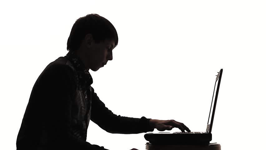 852x480 Typing On Laptop In Silhouette 1 Stock Footage Video 1420