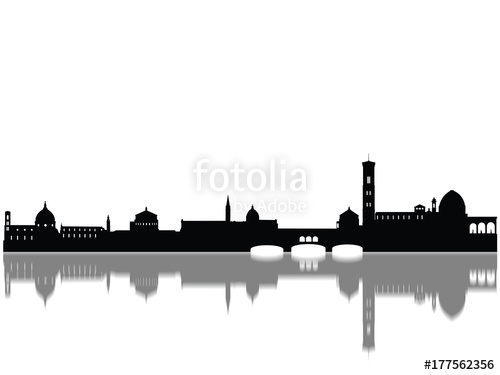 500x375 Detailed Florence Monuments Skyline Silhouette Stock Photo