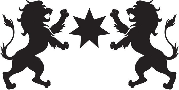 727x367 Star,7 Point Between 2 Lions,rampant,silhouette Logo By Colonial