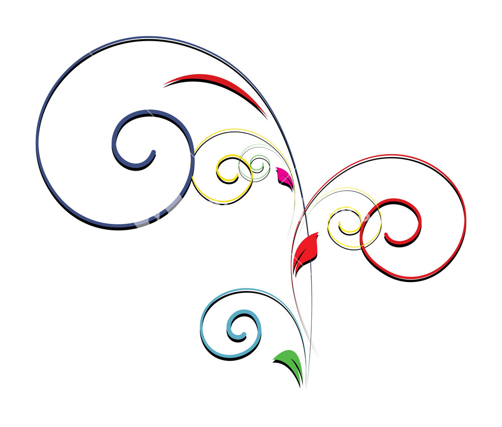 1000x851 Colored Retro Floral Silhouette Royalty Free Stock Image