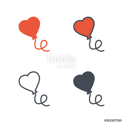 500x500 Heart Balloon Valentine's Day Holidays Vector Icon Flat Line