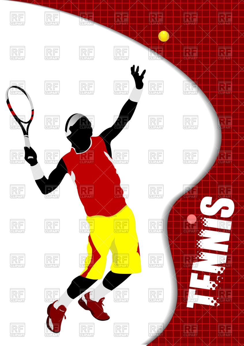 846x1200 Poster With Colored Silhouette Of Tennis Player Royalty Free