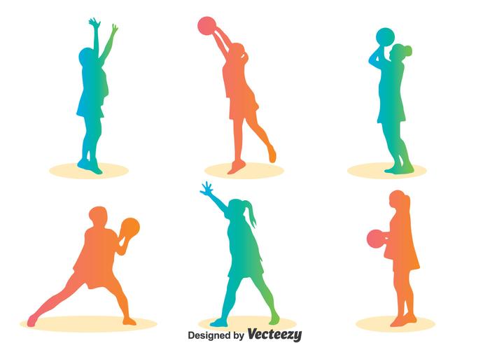 700x490 Colorful Silhouette Netball Player Vector
