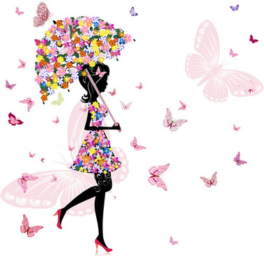 379x368 Colorful Floral Girl Shopping Silhouette Free Vector Download