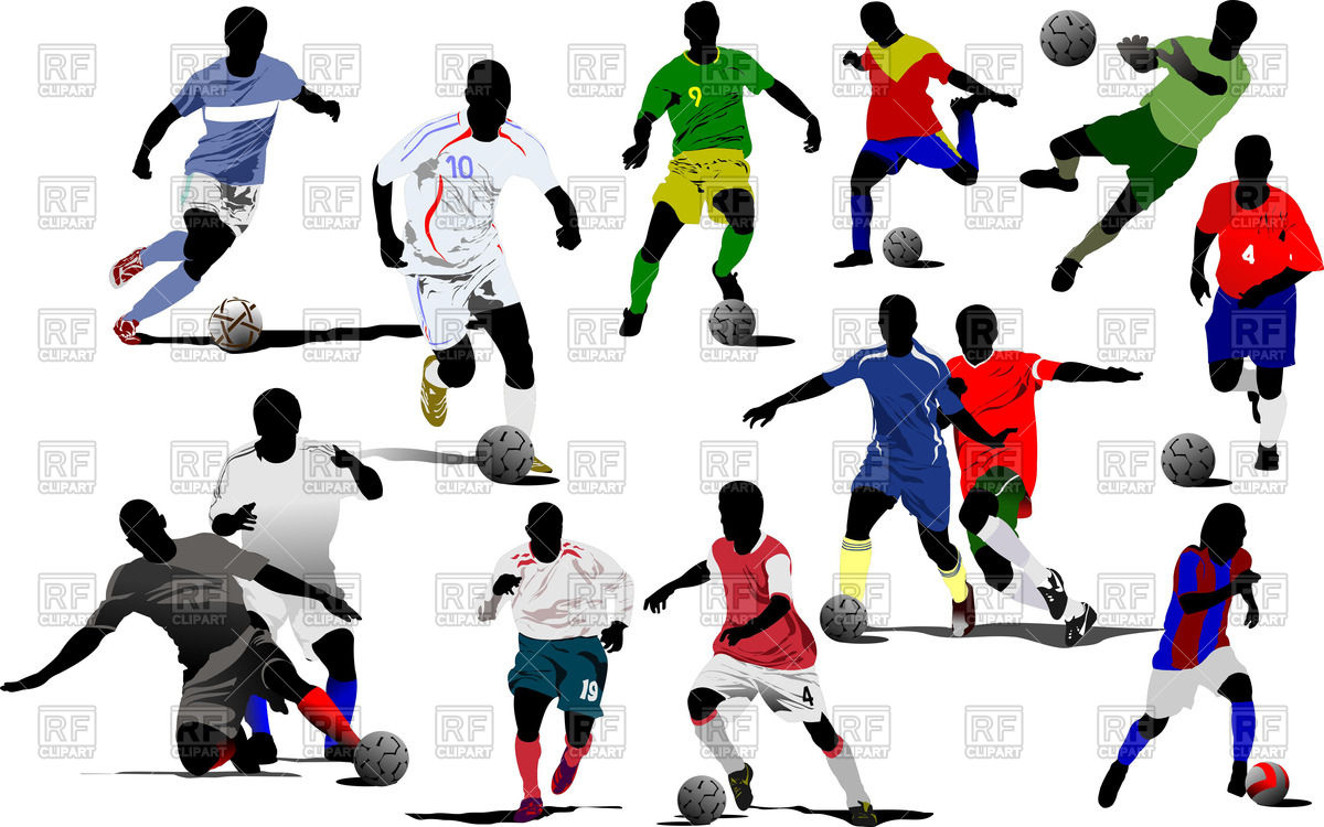 1200x750 Colorful Silhouette Of Soccer Players Royalty Free Vector Clip Art