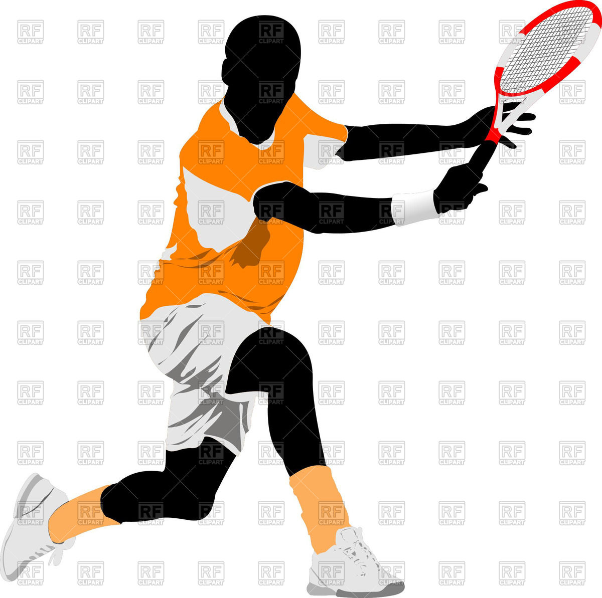 1200x1193 Colorful Silhouette Of Tennis Player In Motion Royalty Free Vector