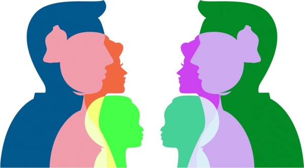 600x332 Family Background Colorful Silhouette Human Icons Free Vector