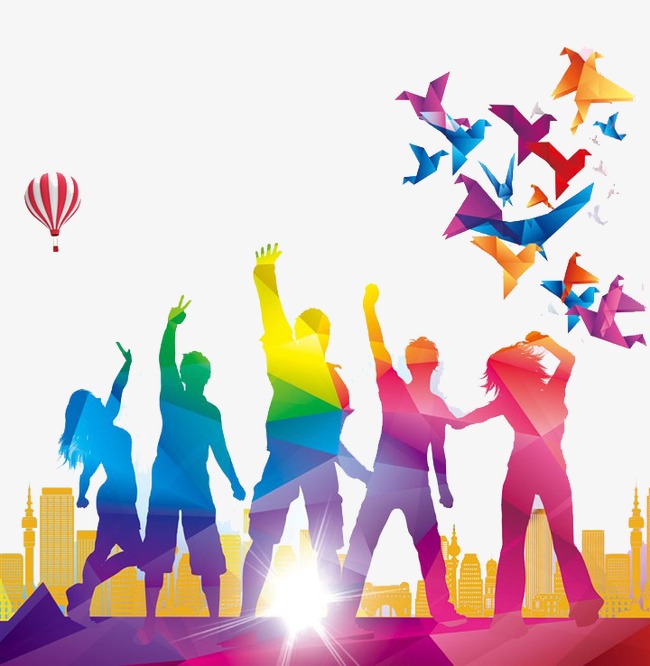 650x666 Flying Dreams Colorful Silhouette Figures, Dream, Enthusiasm