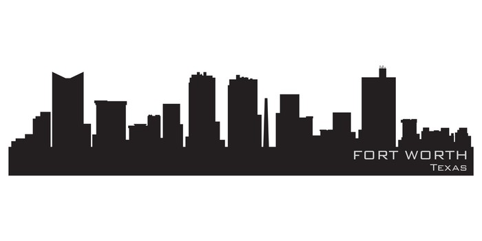 700x350 Fort Worth, Texas Skyline. Detailed Vector Silhouette Wall Mural