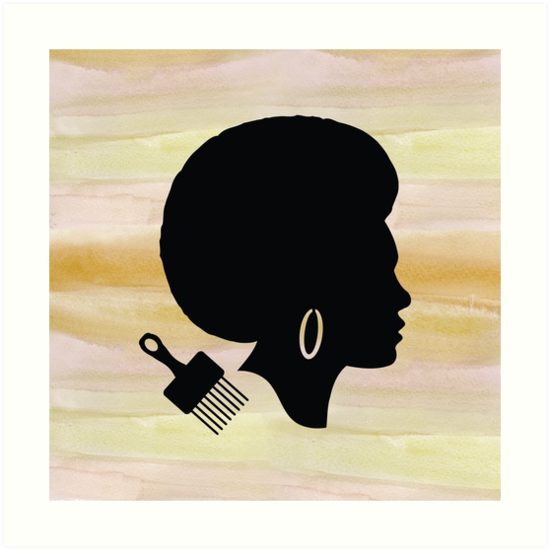550x550 Woman Profile Afro Hair Amp Comb Silhouette Art Prints By
