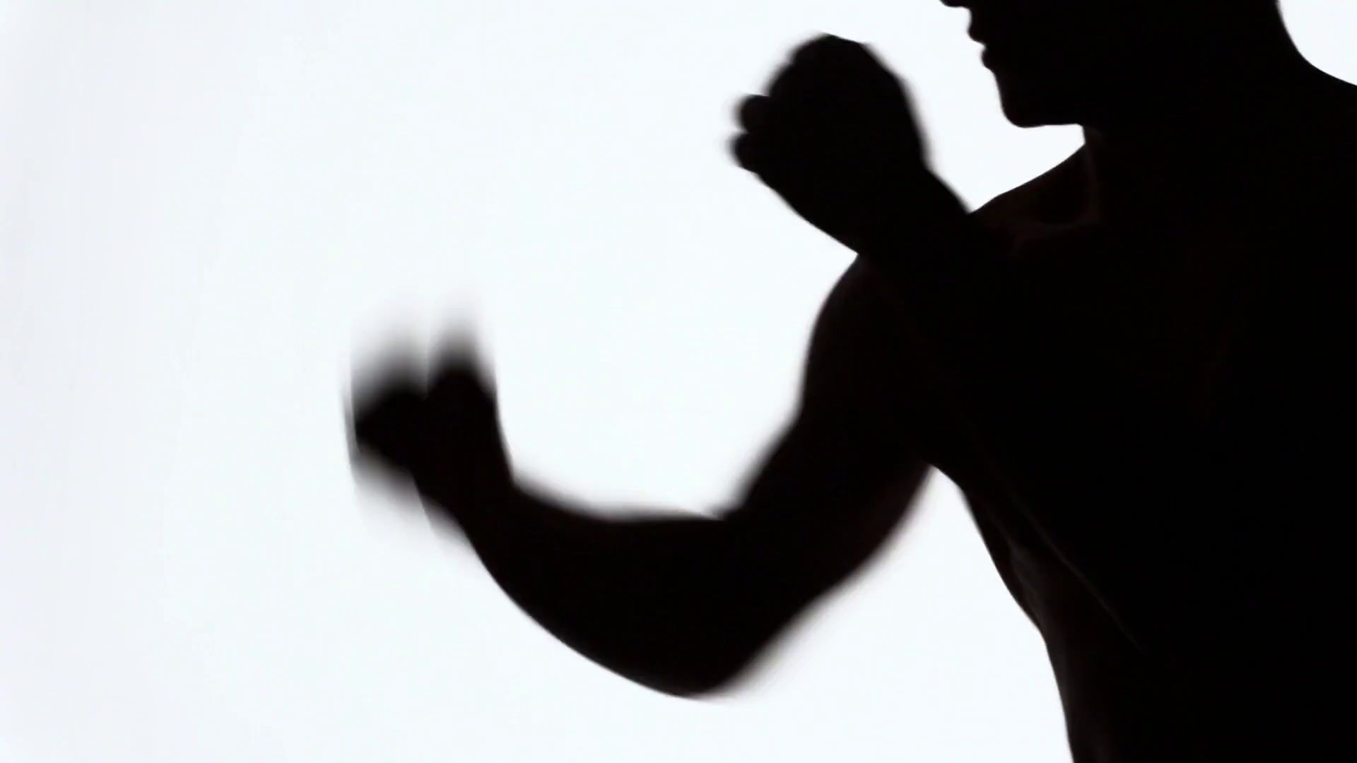 1920x1080 A Fighter Without Rules Trains Punches. Silhouette Of An Athlete