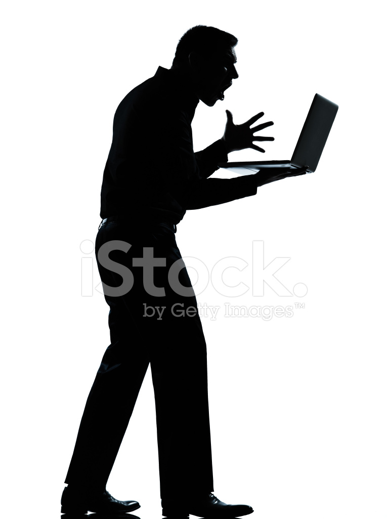 765x1024 One Business Man Silhouette Computing Computer Laptop Angry Disp