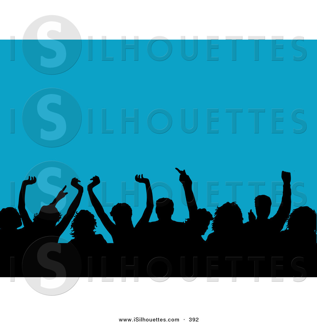 1024x1044 Silhouette Clipart Of A Happy Silhouetted Crowd Waving Their Hands