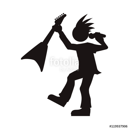 500x500 Man Musician Microphone Guitar Rock Music Concert Silhouette Icon