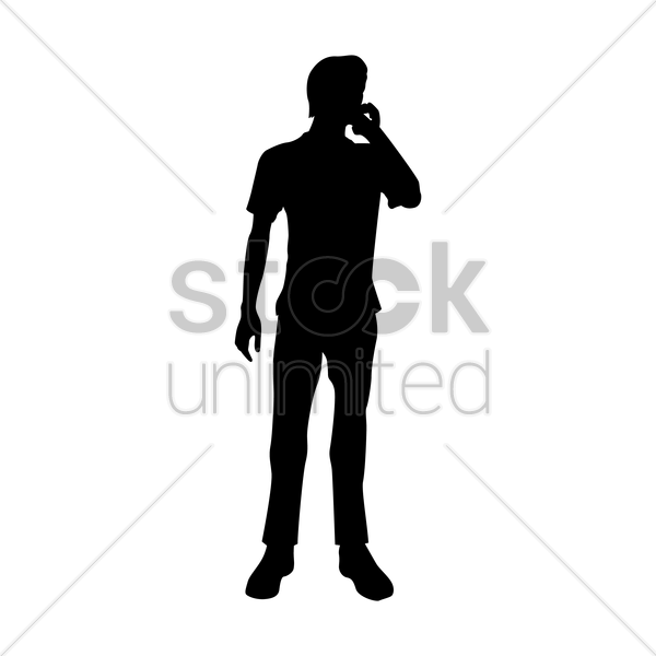 600x600 Silhouette Of Man Talking On Phone Vector Image