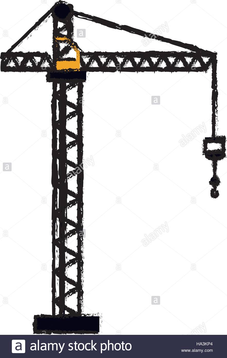 883x1390 Crane Hook Construction Machine Drawing Stock Vector Art