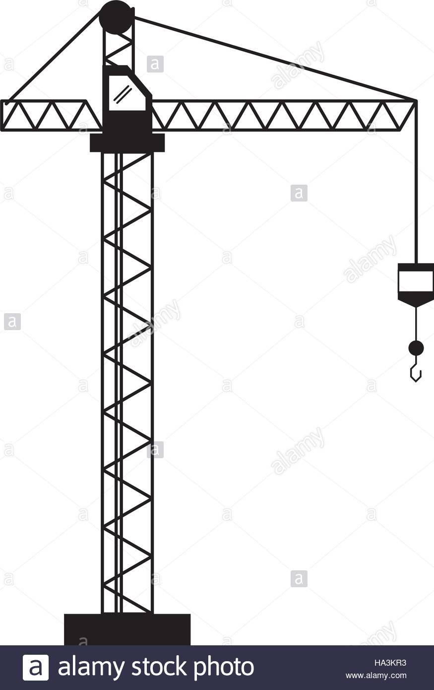 875x1390 Crane Hook Construction Machine Pictogram Stock Vector Art