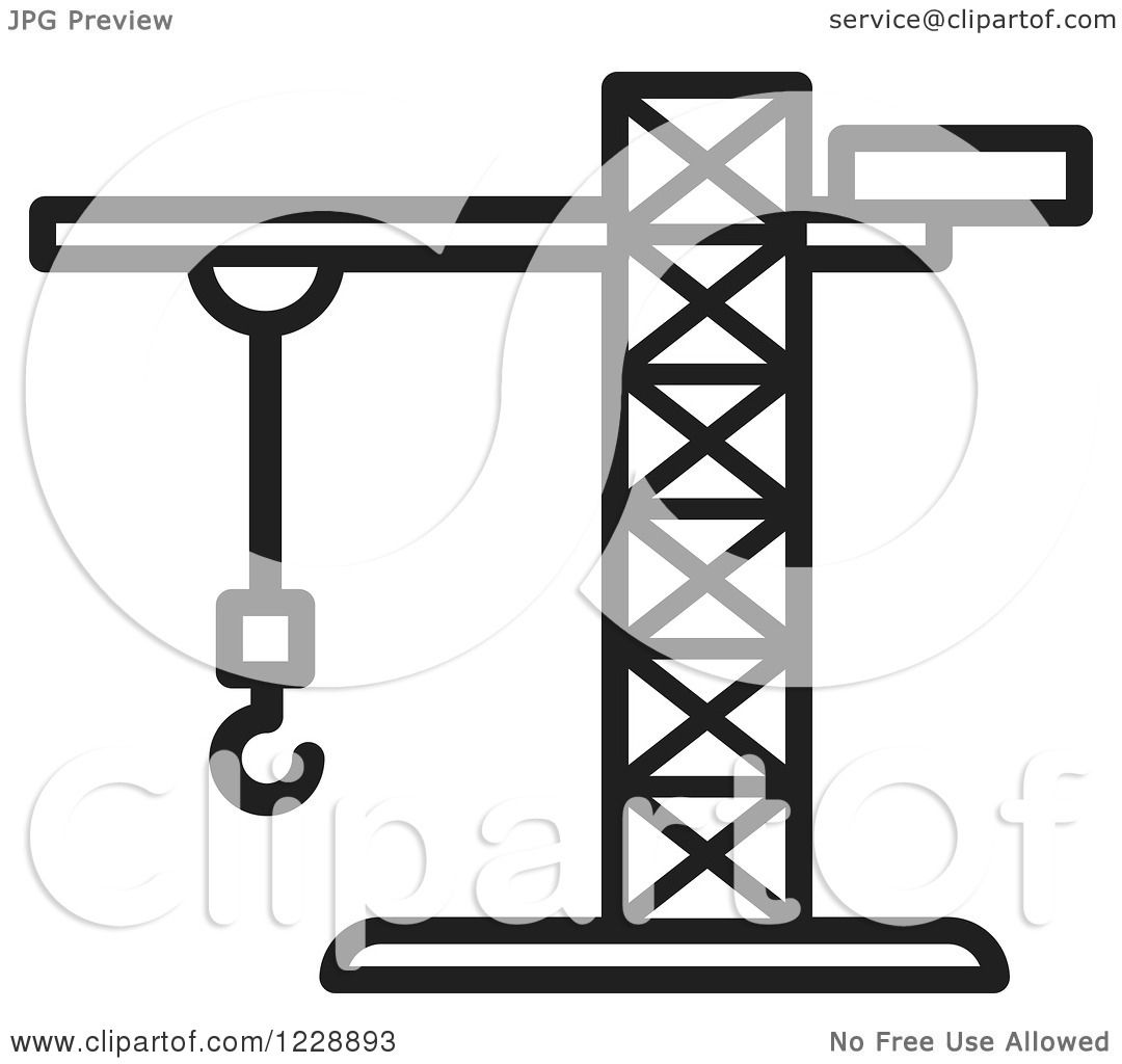 1080x1024 Clipart Of A Black And White Construction Crane Icon