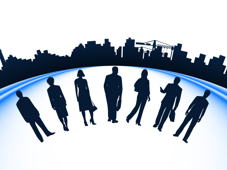796x596 Business People And Urban Construction Silhouette Free Vector