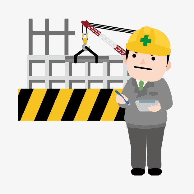 624x624 Building Construction Silhouette Cartoon Image, Hand Painted