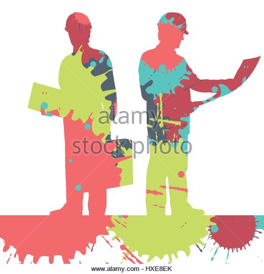 520x540 Engineer Detailed Construction Site Silhouettes Stock Photos