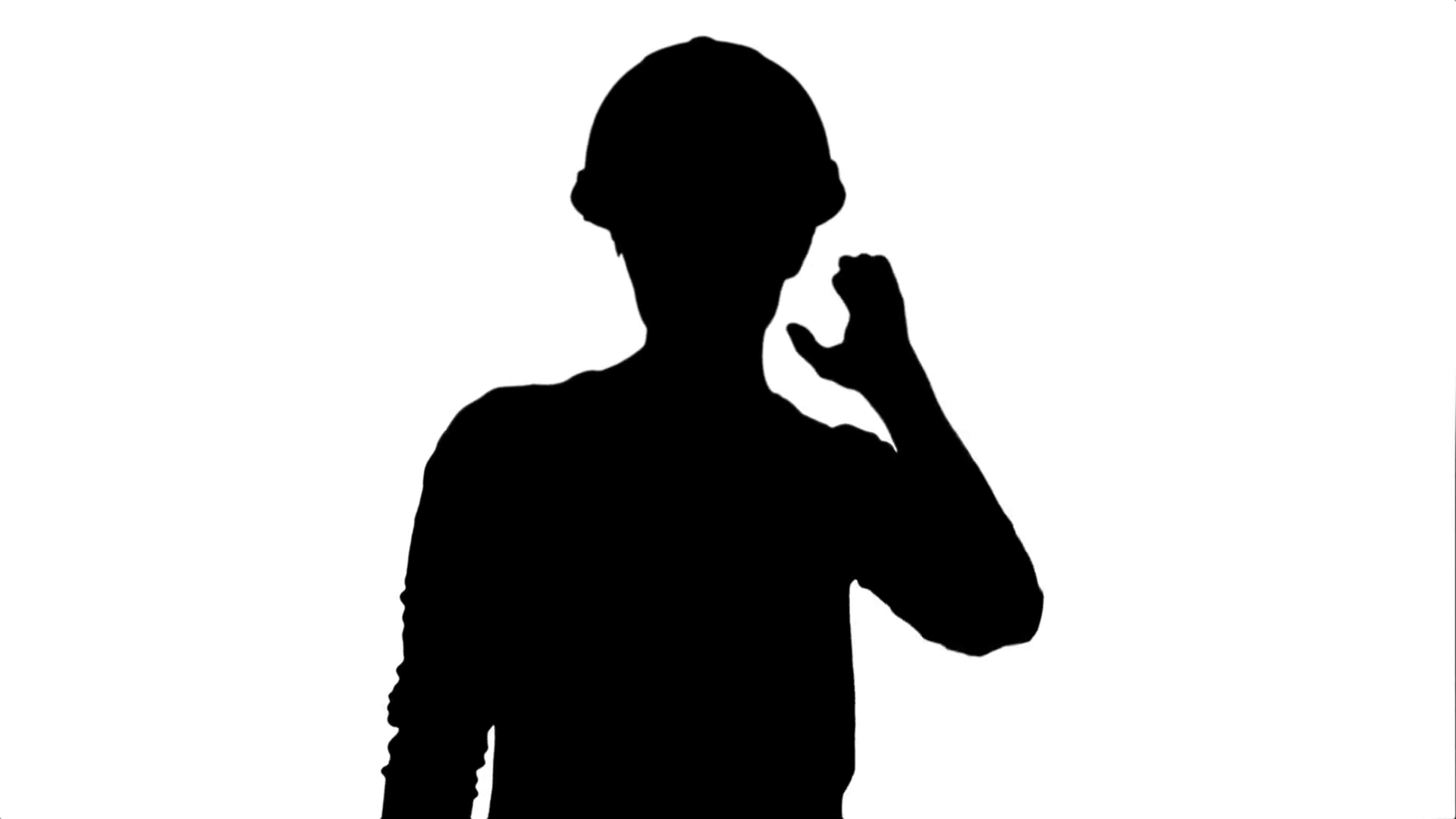 1920x1080 Silhouette Female Construction Worker In Helmet Making Funny