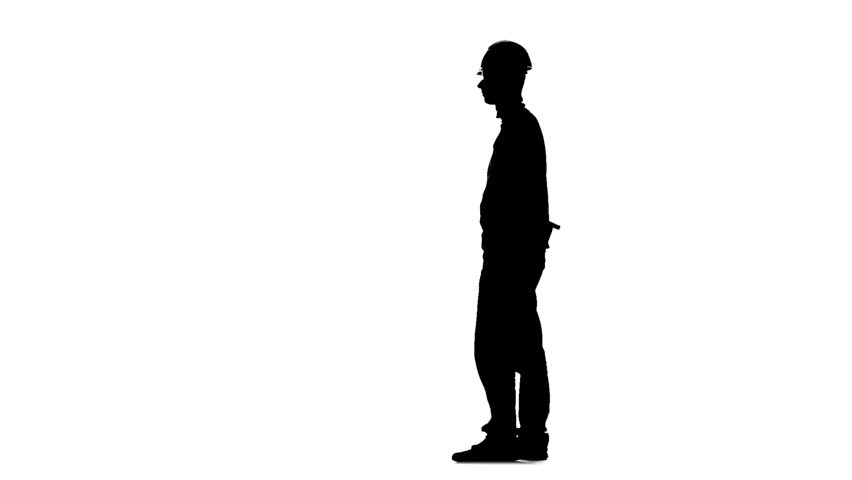 852x480 The Silhouette Of A Construction Worker Holding A Hammer Stock