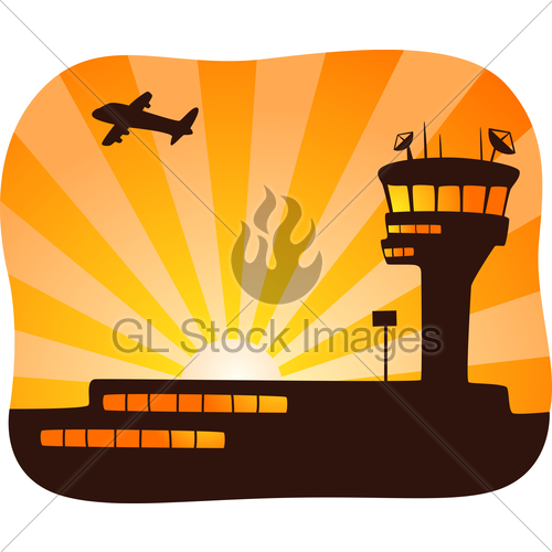 500x500 V F Silhouette Control Tower Bg Gl Stock Images
