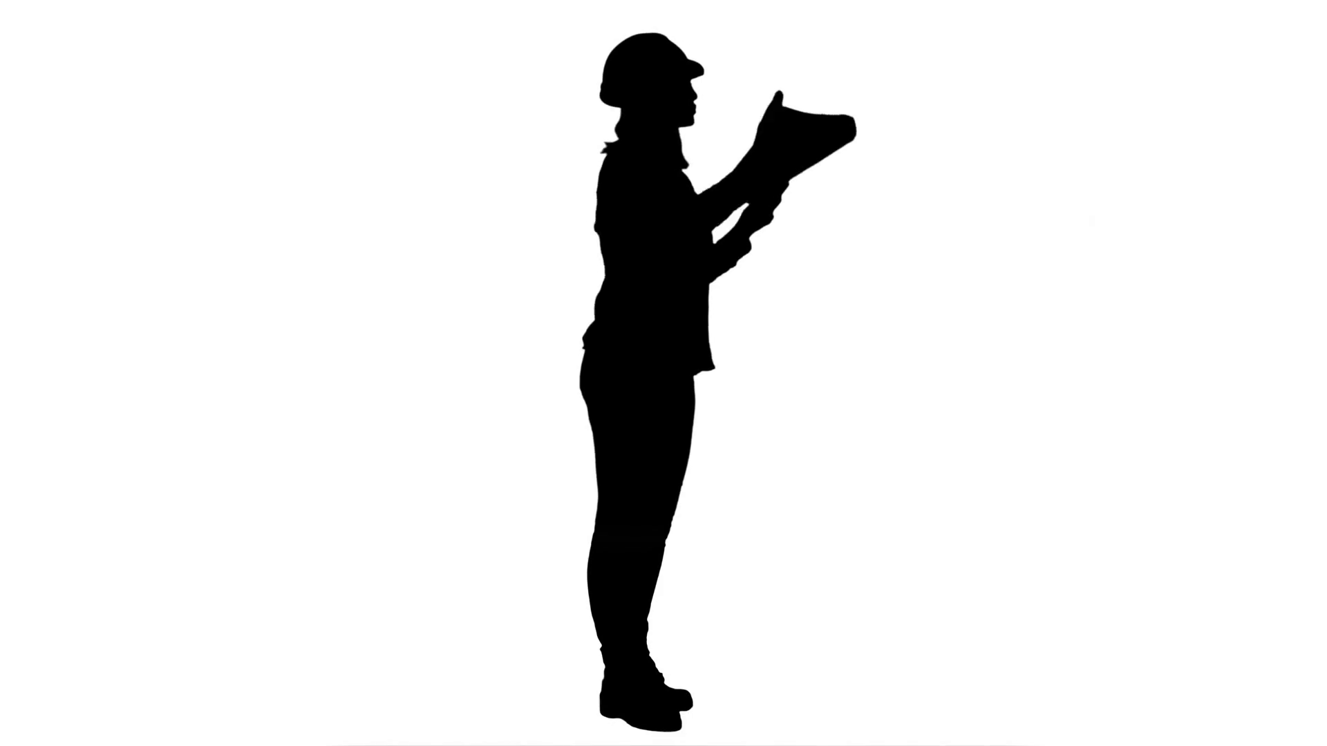 1920x1080 Silhouette Female Engineer Inspects Construction Site And Talking